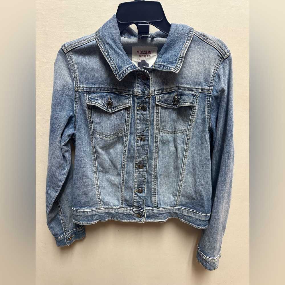 Mossimo Supply Co. Blue Striped Denim Jacket